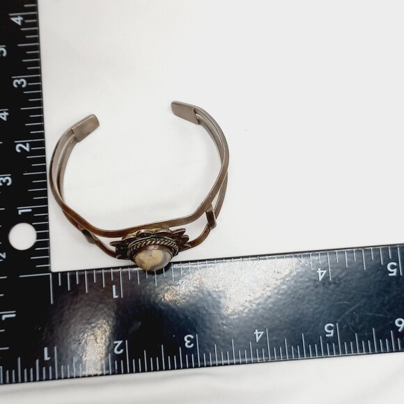 Navajo Sterling Silver Jasper Stone Bracelet SIGNED - Picture 8 of 10